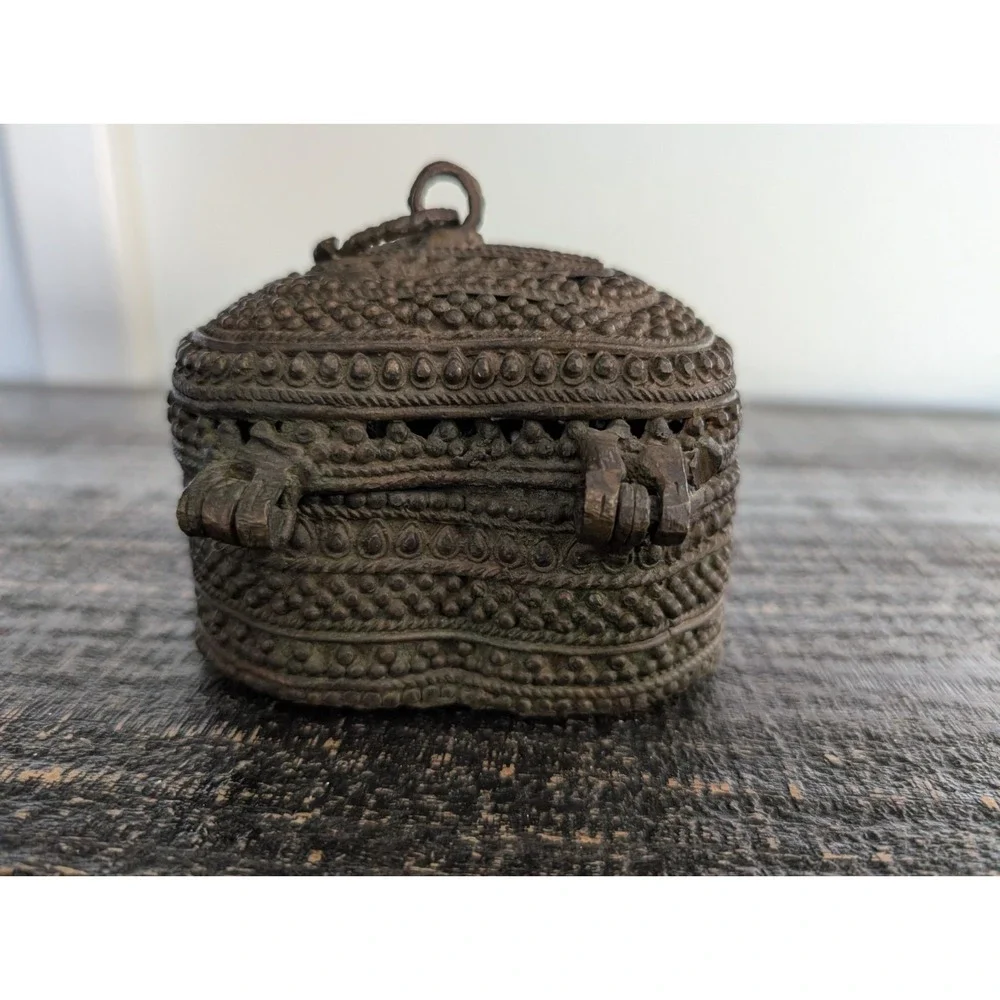 Vintage Old Handcrafted Brass Unique Jali Cut Work Multi Purpose Use Box‎